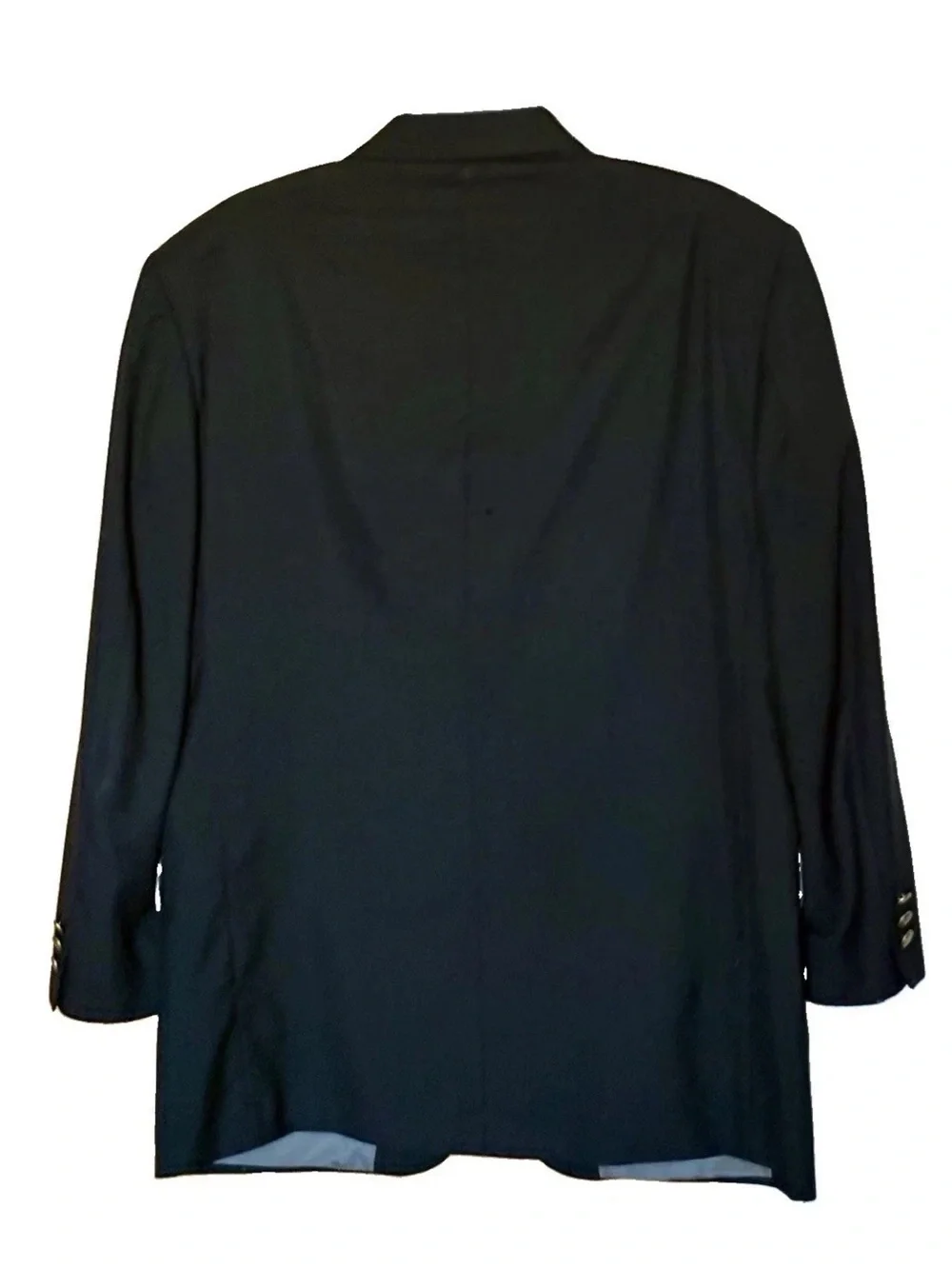 VTG OSCAR DE LA RENTA 43R Sport Coat Blazer BLK Gold Crest Buttons Ventless 90s
